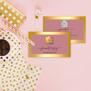 Cartão De Visita Logotipo Dourado do Rosa do Financiador de Consult