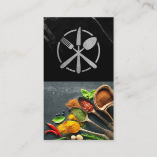 Cartão De Visita Logotipo Dourado do Silverware Mármore Preto E