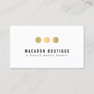 Cartão De Visita Logotipo Dourado elegante do trio de Macaron no