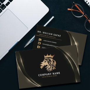 Cartão De Visita Logotipo Dourado Elegante profissional