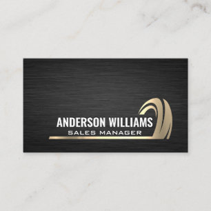 Cartão De Visita Logotipo Dourado  Fundo de textura de metal escuro