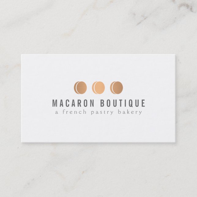 Cartão De Visita Logotipo Dourado Macaron Trio Elegante em branco (Frente)