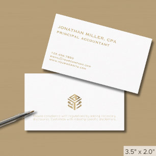 Cartão De Visita Logotipo Dourado mínimo moderno