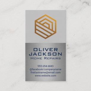 Cartão De Visita Logotipo Dourado moderno Metálico prateado