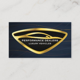 Cartão De Visita Logotipo Dourado para carro automático   Fundo Az