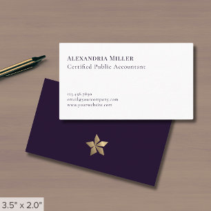 Cartão De Visita Logotipo Dourado Púrpura Branco Simples