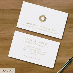 Cartão De Visita Logotipo Dourado simples de diamante branco