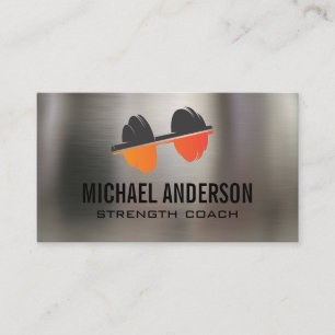 Cartão De Visita Logotipo Dumbbell Malhação Fundo metálico