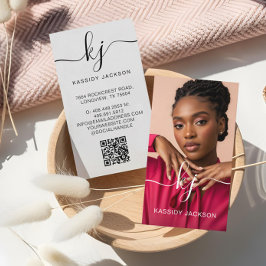 Cartão De Visita Logotipo e código QR do Monograma de Caligrafia de