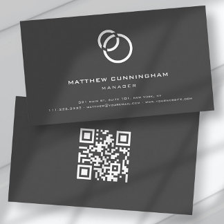 Cartão De Visita Logotipo e código QR mínimos simples e elegantes