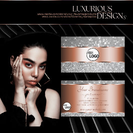 Cartão De Visita Logotipo e estrelas luminosas da rosa Dourada Silv