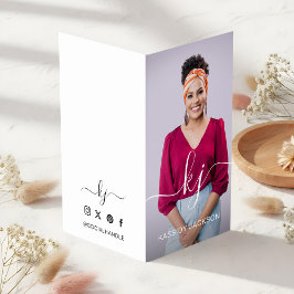 Cartão De Visita Logotipo e Foto Monograma de Caligrafia Elegant Sc