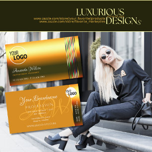 Cartão De Visita Logotipo e Horas de Abertura do Gradiente Castanho