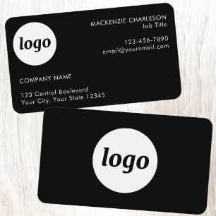 Cartão De Visita Logotipo e Texto Preto Simples