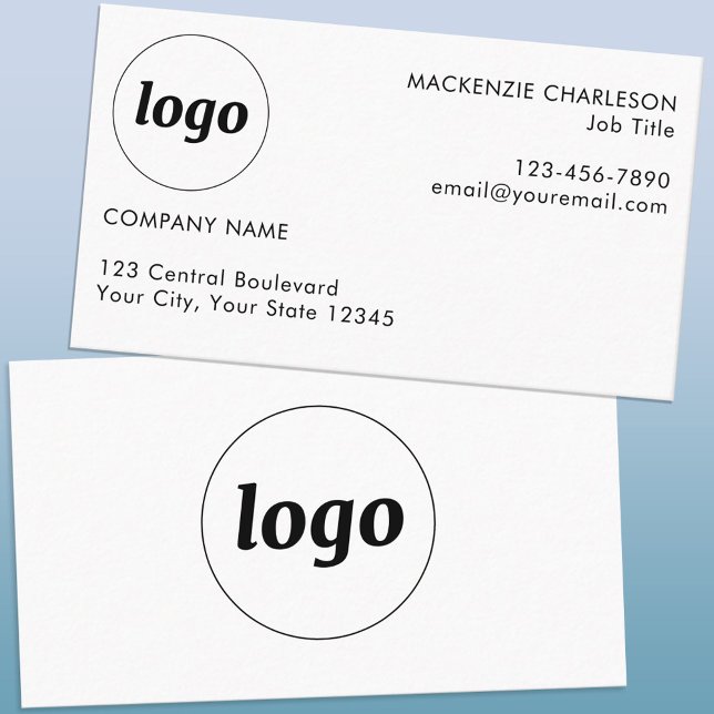 Cartão De Visita Logotipo e texto simples (Logo with custom text simple minimalist business card)