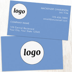 Cartão De Visita Logotipo e Texto Simples Azul