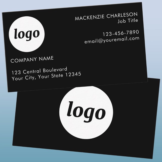 Cartão De Visita Logotipo e Texto Simples Preto (Logo with text professional minimalist business card)