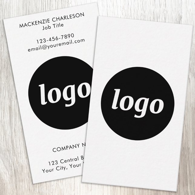 Cartão De Visita Logotipo e Texto Verticais Simples (Simple logo with custom text business branding promotional business cards)