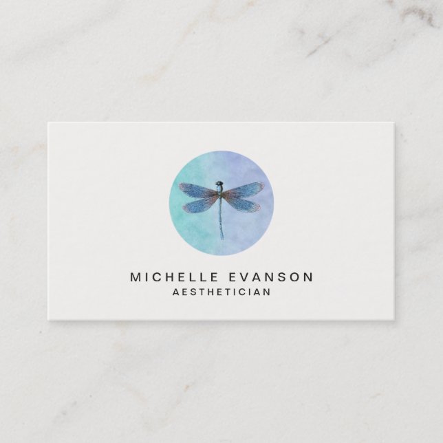 Cartão De Visita Logotipo Elegante de Dragonfly Blue (Frente)