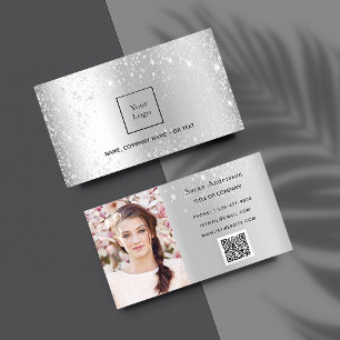 Cartão De Visita Logotipo elegante de fotografia com brilho de meta