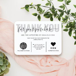 Cartão De Visita Logotipo Elegante de Script Branco Preto - Obrigad