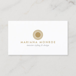 Cartão De Visita LOGOTIPO ELEGANTE DOURADO SUN em BRANCO