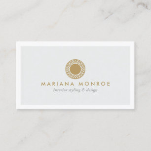 Cartão De Visita LOGOTIPO ELEGANTE DOURADO SUN na CINZA LUMINOSA