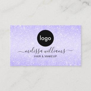 Cartão De Visita Logotipo Elegante Glitter Púrpura Quadrada