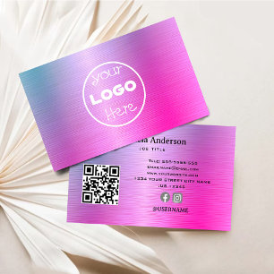 Cartão De Visita Logotipo Elegante Iridescente Holográfica