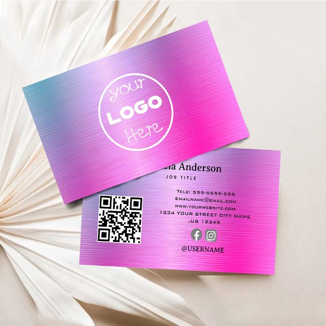 Cartão De Visita Logotipo Elegante Iridescente Holográfica (Elegant Logo Holographic Iridescent Ultra Business Card)