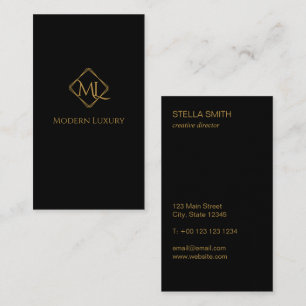 Cartão De Visita Logotipo em diamante Preto e Dourado
