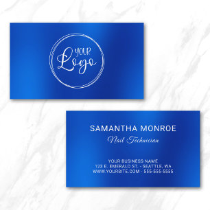 Cartão De Visita Logotipo Empresarial Azul Real Ombre Blur