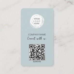 Cartão De Visita Logotipo Empresarial Código QR Azul Empoeirado