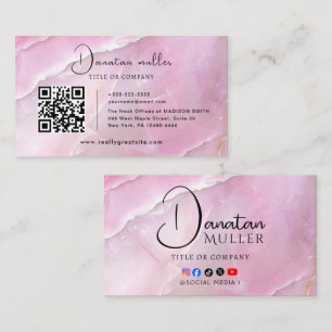 Cartão De Visita Logotipo Empresarial Código QR em opala