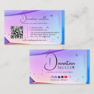 Cartão De Visita Logotipo Empresarial Código QR em opala