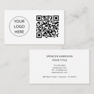 Cartão De Visita Logotipo Empresarial Código QR Moderno Profissiona