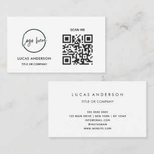 Cartão De Visita Logotipo Empresarial Código QR Preto Moderno Pro