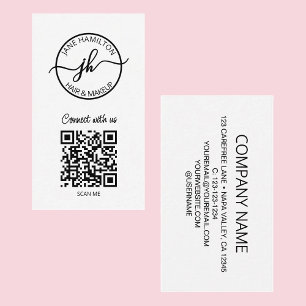 Cartão De Visita Logotipo Empresarial de Círculo de Código QR Moder