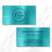 Logotipo Empresarial Faux Turquesa Azul Ombre Foil
