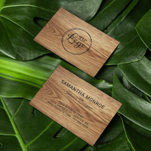 Cartão De Visita Logotipo Empresarial Foto de Madeira de Carvalho