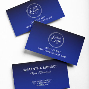 Cartão De Visita Logotipo Empresarial Gradiente Azul Real Preto