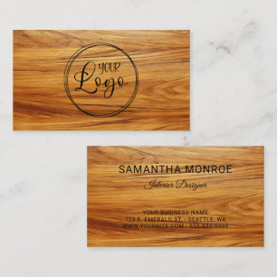 Cartão De Visita Logotipo Empresarial Madeira de Teca Foto Preta