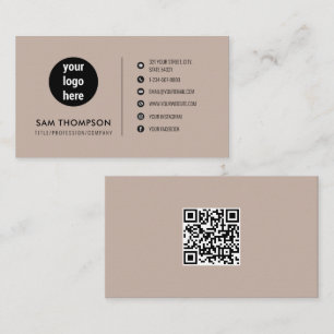Cartão De Visita Logotipo Empresarial Moderno Minimalista Código QR