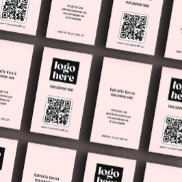 Cartão De Visita Logotipo Empresarial Moderno Simples Rosa com Códi