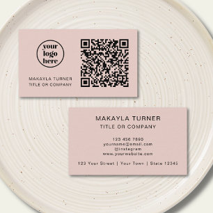Cartão De Visita Logotipo Empresarial QR Code Profissional Rosa Beg