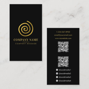 Cartão De Visita Logotipo Espiral Dourado Contemporâneo Moderno