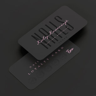 Cartão De Visita Logotipo estético Black Pink Beauty Salon Loyalty