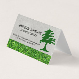 Cartão De Visita Logotipo Estilizado de Árvore Cuidado com o Jard