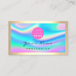 Cartão De Visita Logotipo Eyelash Makeup Pink Hairdresser Hológraf