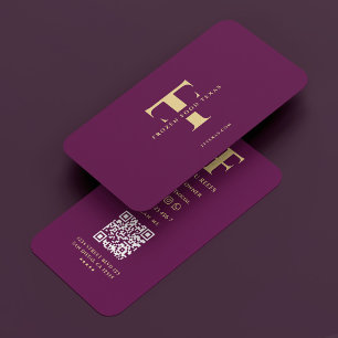 Cartão De Visita Logotipo F T Monograma Luxury Purple Company Moder